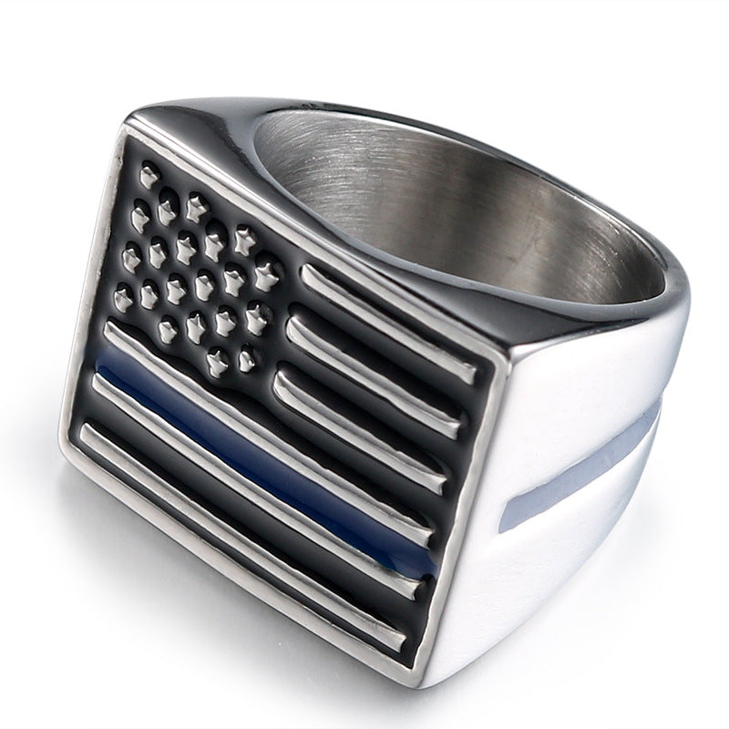 Personalized Retro Punk Flag Design Stainless Steel Ring for Men