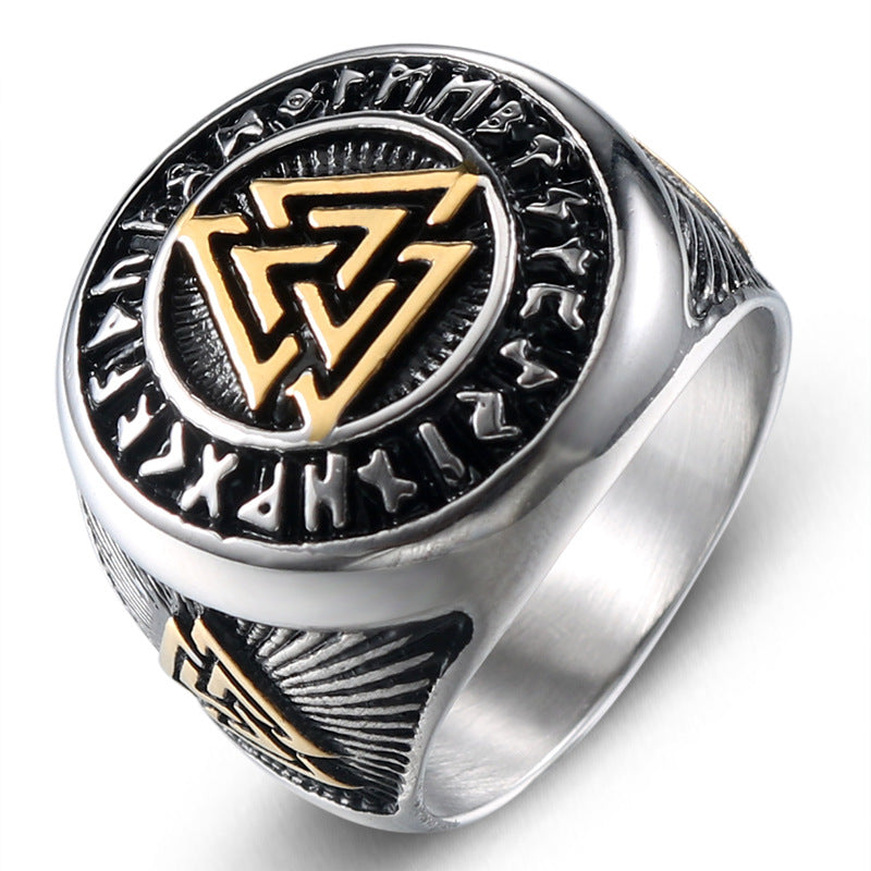 Men's Retro Viking Celtic Knot Ring - Nordic Valknut Symbol Jewelry