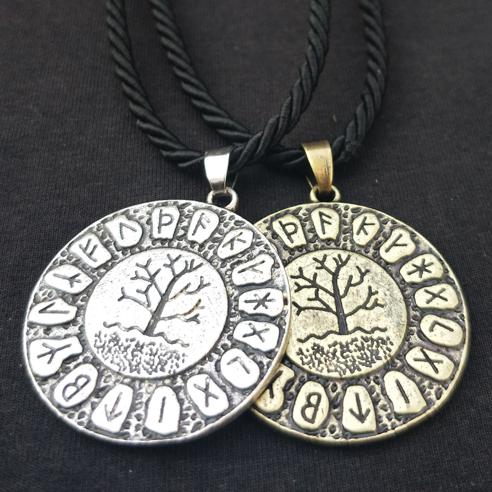 Viking Rune Tree of Life Necklace with Dragon Soul Pendant