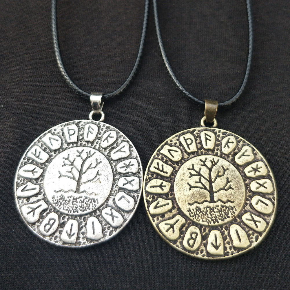 Viking Rune Tree of Life Necklace with Dragon Soul Pendant