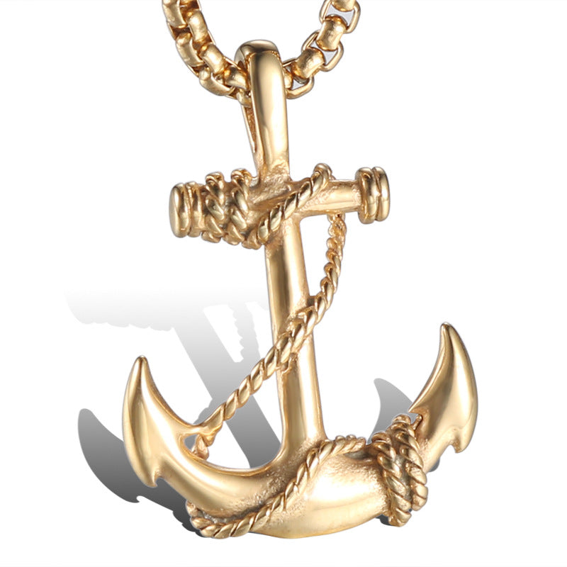 Personalized Retro Stainless Steel Pirate Anchor Pendant for Men and Women in European and American Fashion