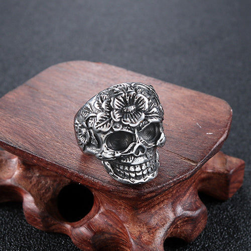 Customizable Stainless Steel Skull Ring for Men, Punk-Inspired Religious Totem Jewelry in European and American Style