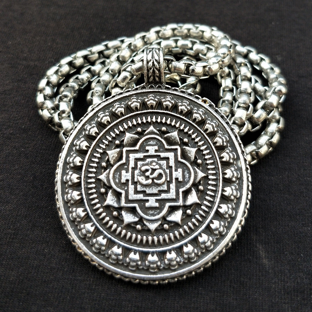 Indian Mythology Mandala Flower Necklace with Tassel Pendant - Zen Yoga OM Jewelry for Men