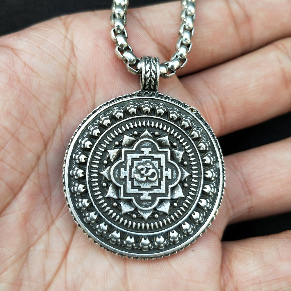 Indian Mythology Mandala Flower Necklace with Tassel Pendant - Zen Yoga OM Jewelry for Men