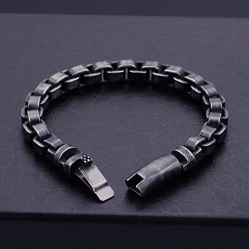 Stylish Men's Titanium Steel Bracelet - Retro Personalized Stainless Steel Hand Jewelry for Everyday Wear