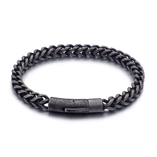 Korean Titanium Steel Men's Simple Bracelet - Retro Hip-Hop Trend Jewelry for Boys, Wholesale Stainless Steel Accessory