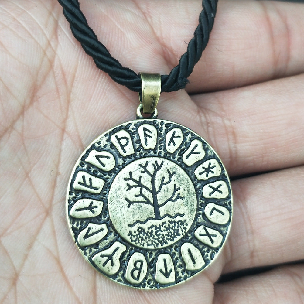 Viking Rune Tree of Life Necklace with Dragon Soul Pendant