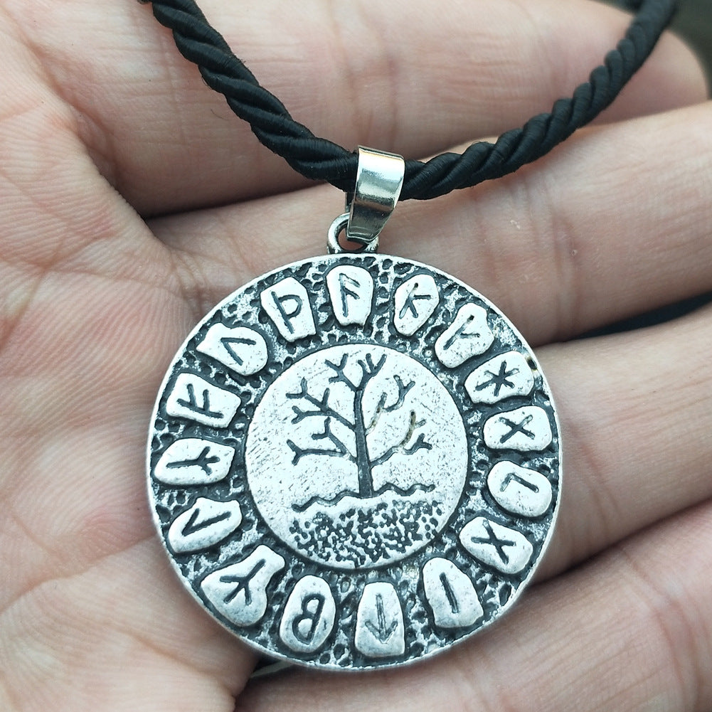 Viking Rune Tree of Life Necklace with Dragon Soul Pendant