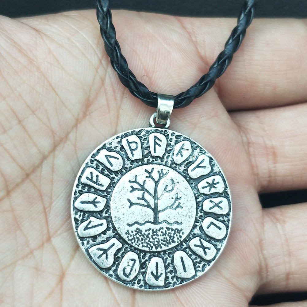 Viking Rune Tree of Life Necklace with Dragon Soul Pendant