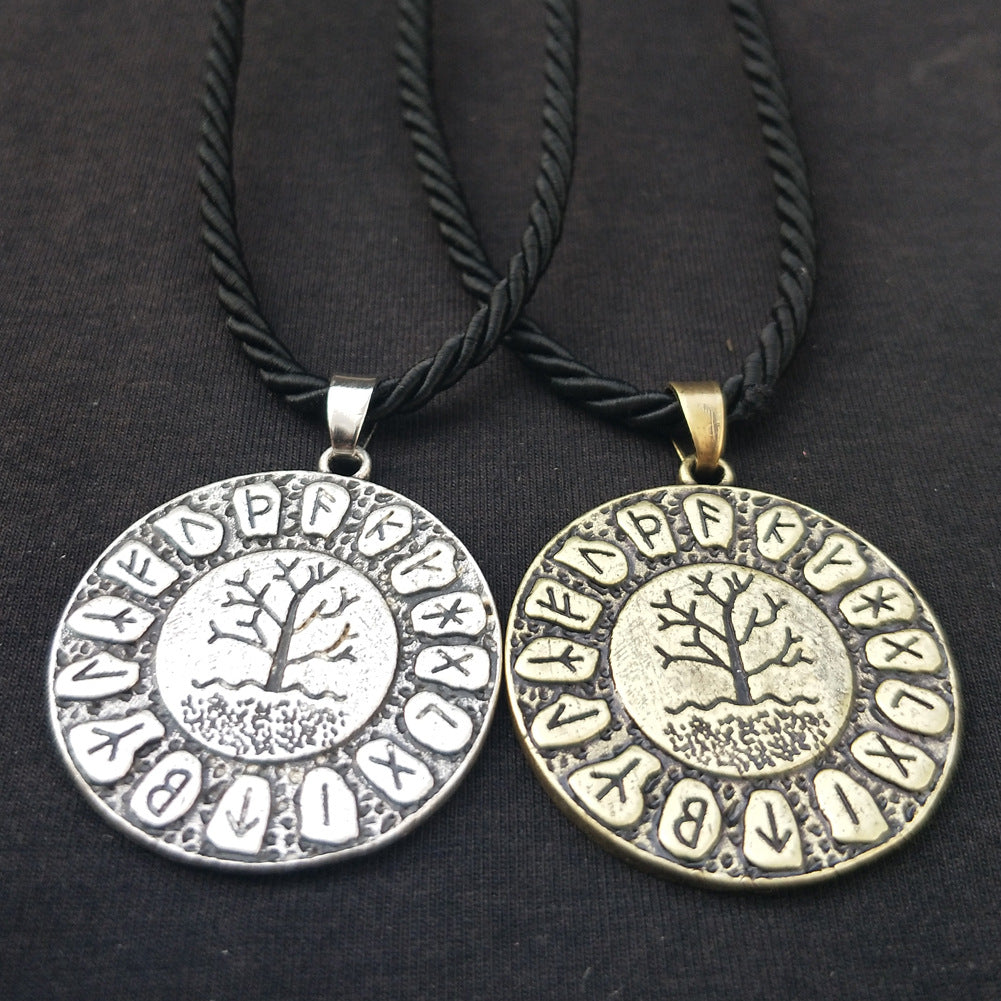 Viking Rune Tree of Life Necklace with Dragon Soul Pendant