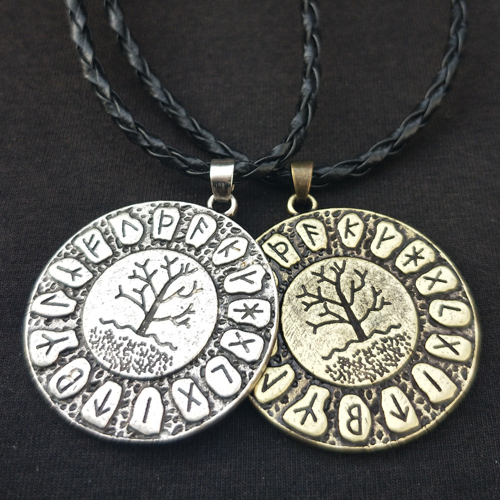 Viking Rune Tree of Life Necklace with Dragon Soul Pendant