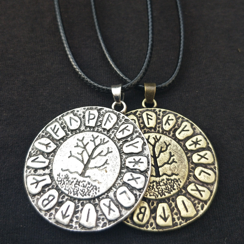 Viking Rune Tree of Life Necklace with Dragon Soul Pendant