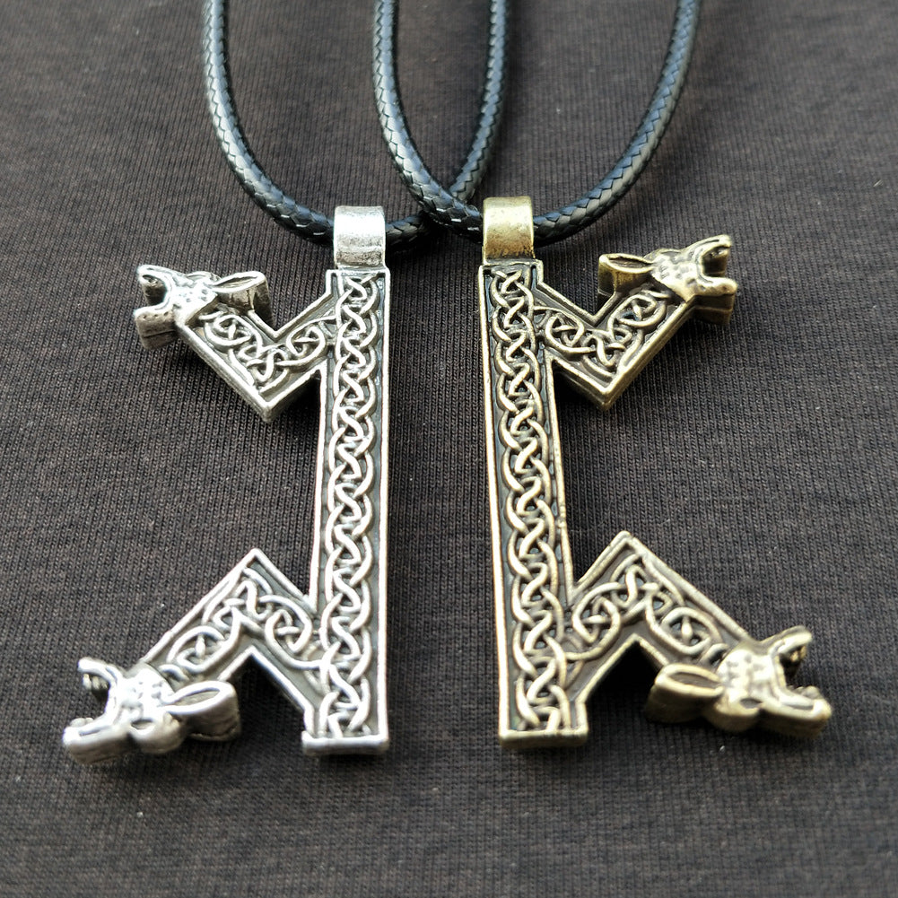 Elder Futhark Rune Necklace - Nordic Viking Amulet Pendant for Men