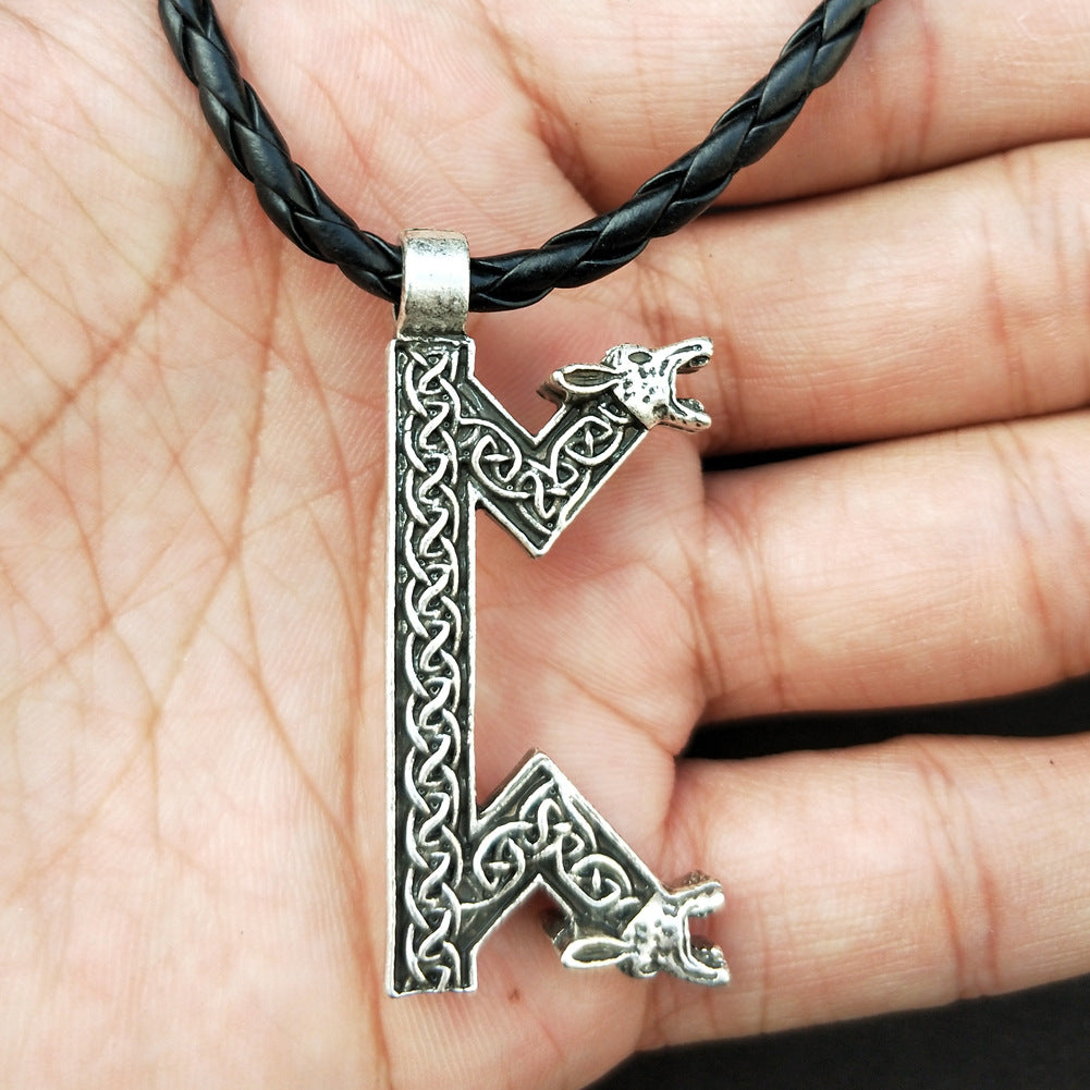 Elder Futhark Rune Necklace - Nordic Viking Amulet Pendant for Men