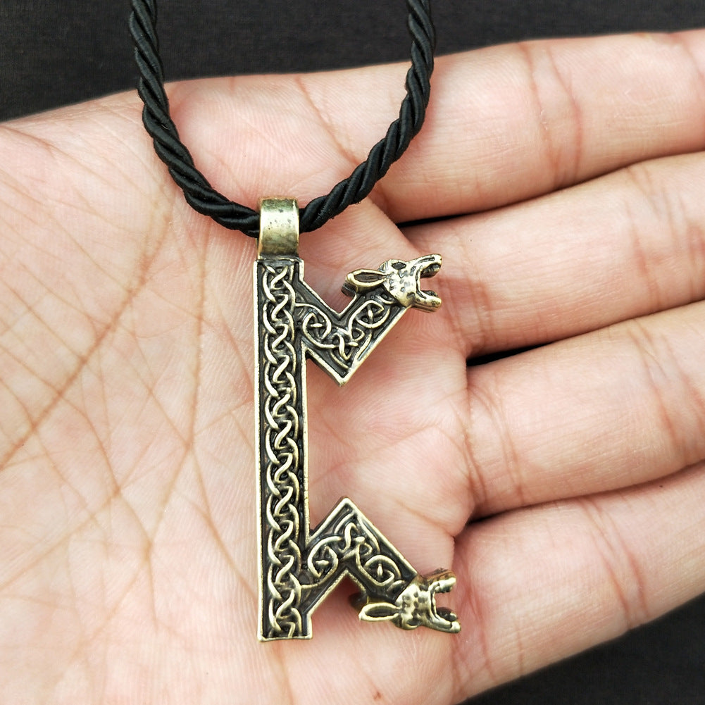 Elder Futhark Rune Necklace - Nordic Viking Amulet Pendant for Men