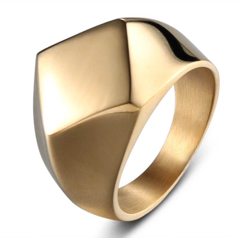 Stylish Men's Rhombus Design Titanium Steel Ring - Brushed Smooth Finish