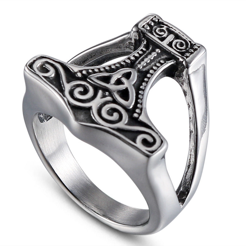 Stylish Viking Celtic Knot Stainless Steel Ring - Personalized Retro Punk Design for Men