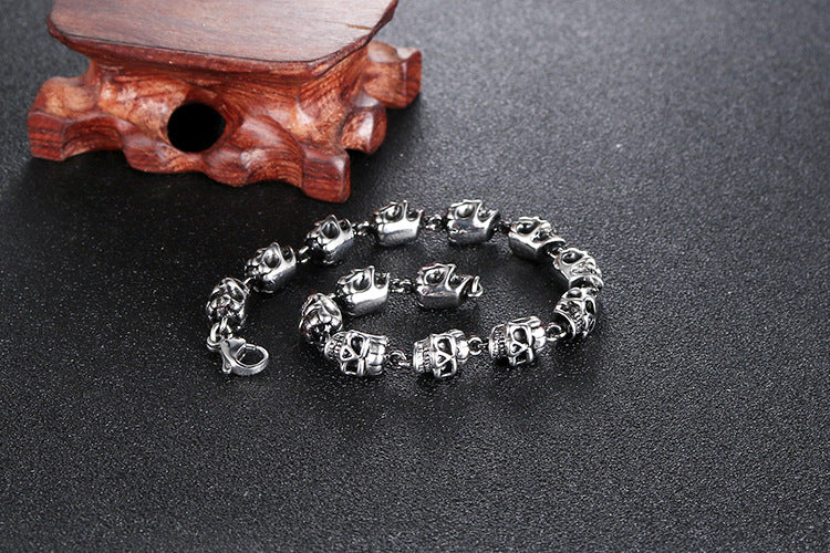 Titanium Steel Skull Bracelet - Retro Punk Hip Hop Ghost Head Jewelry for Men