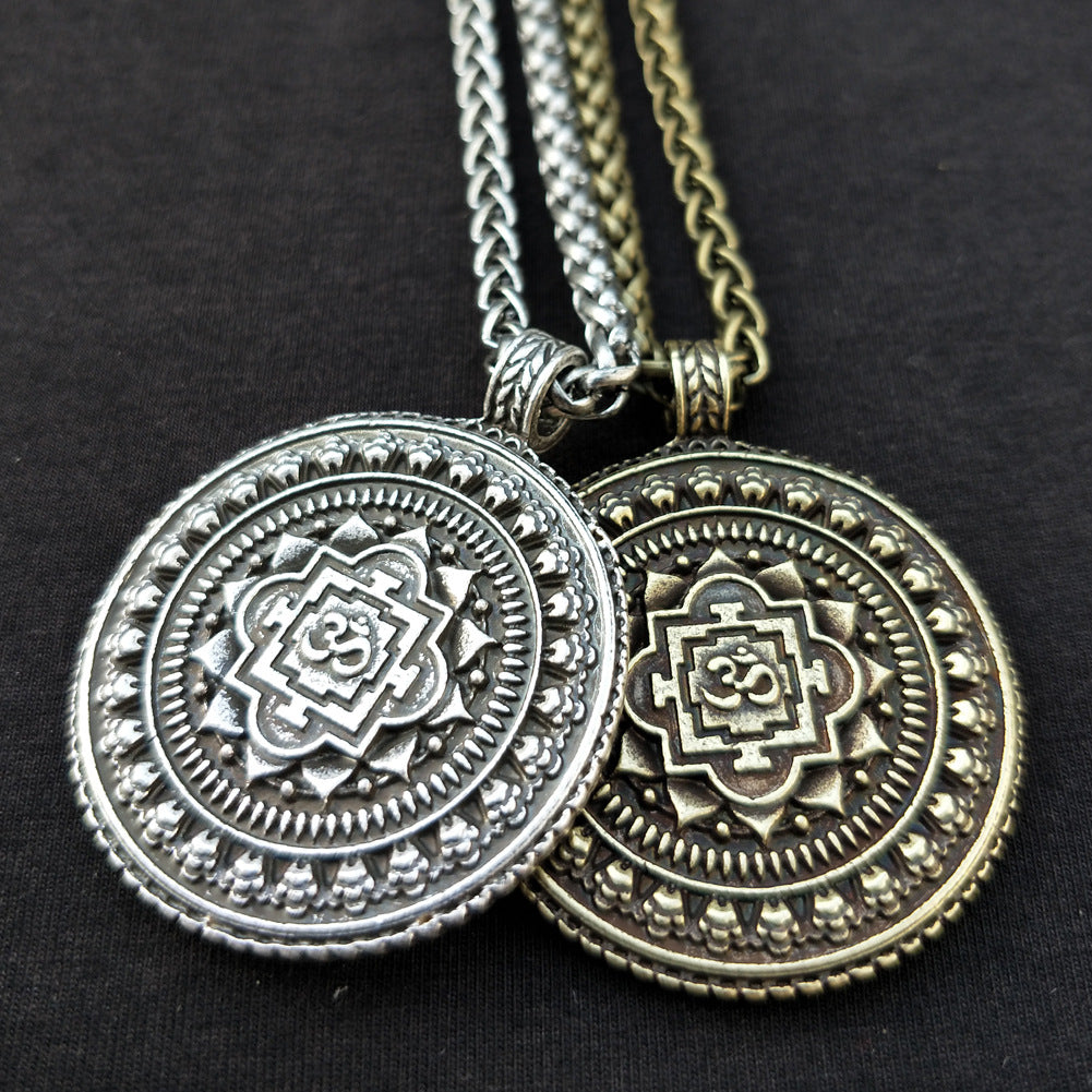 Indian Mythology Mandala Flower Necklace with Tassel Pendant - Zen Yoga OM Jewelry for Men