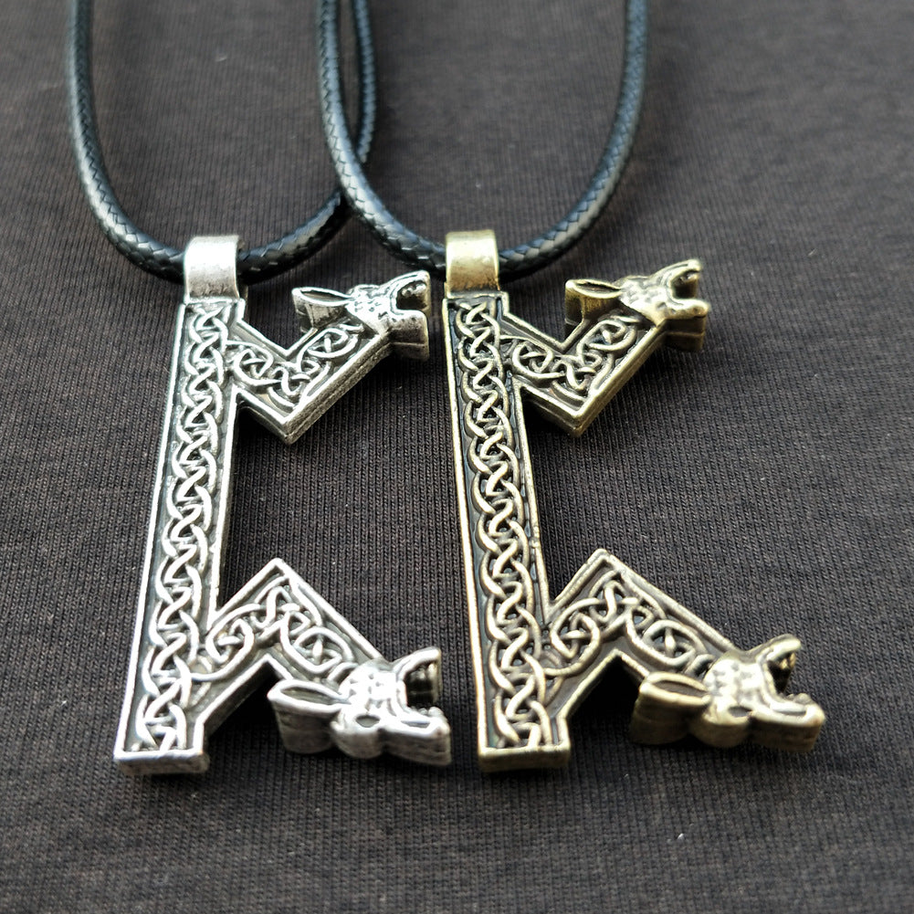 Elder Futhark Rune Necklace - Nordic Viking Amulet Pendant for Men