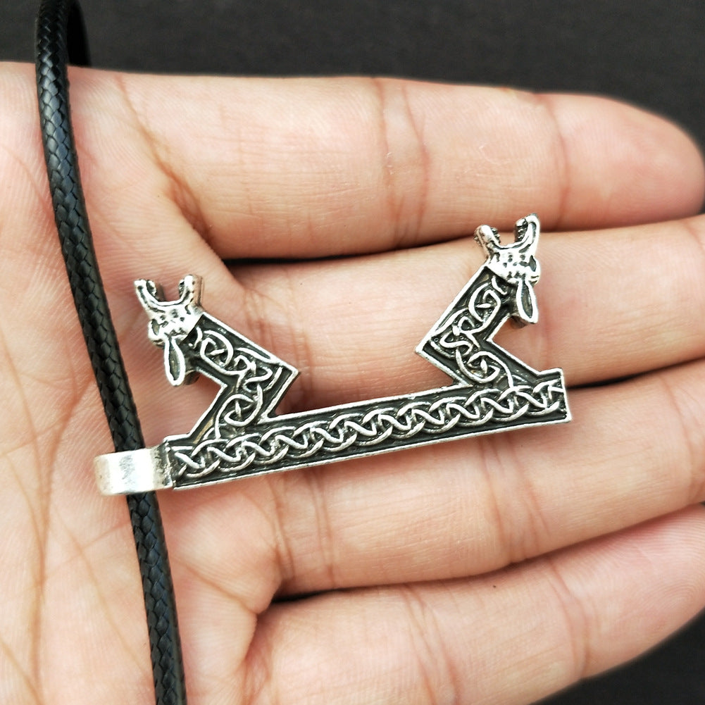 Elder Futhark Rune Necklace - Nordic Viking Amulet Pendant for Men