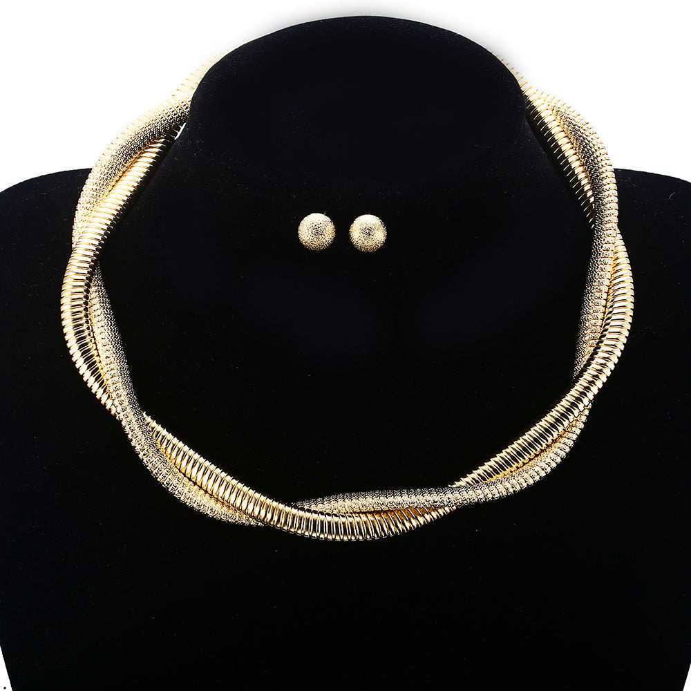 African Style Metal Choker Necklace with Savanna Rhythms