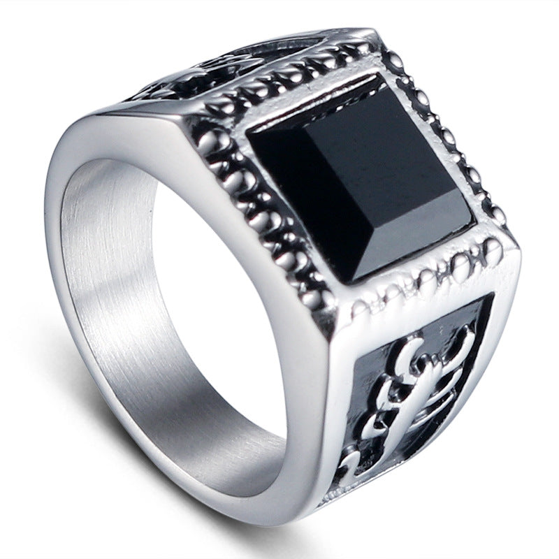 Men's Black Zircon Scorpion Design Titanium Steel Ring - Trendy Personalized Jewelry