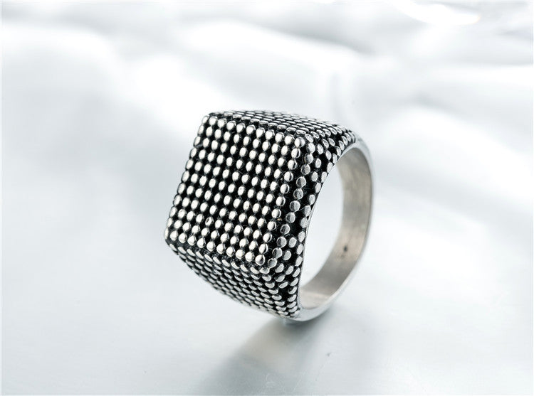 Everyday Genie Simple Polka Dot Titanium Steel Men's Ring - Size 6-13