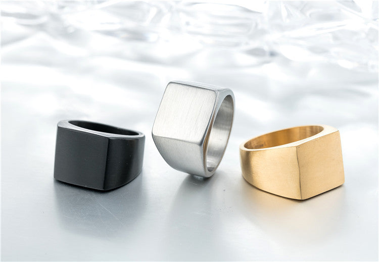 Minimalist Titanium Steel Men's Square Ring