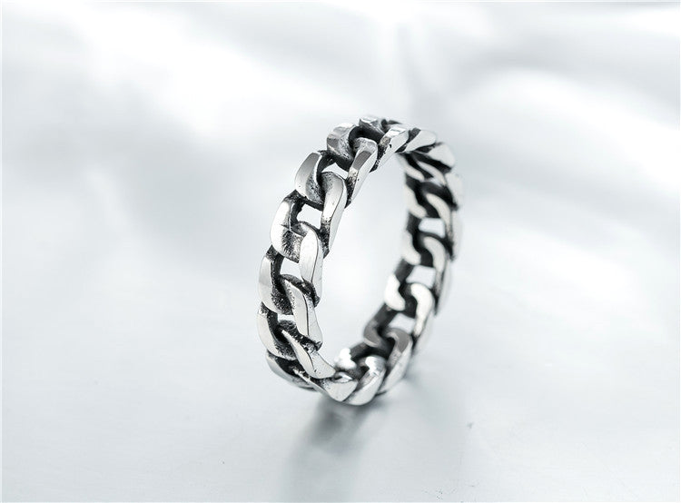 Vintage Titanium Steel Men's Car Chain Ring - Personalized Punk Jewelry