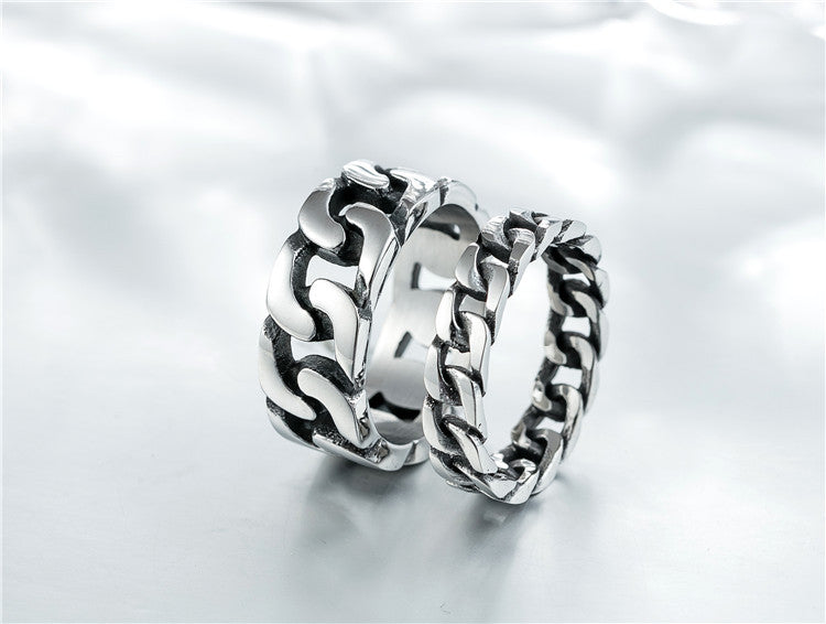 Vintage Titanium Steel Men's Car Chain Ring - Personalized Punk Jewelry