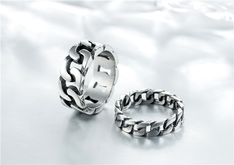 Vintage Titanium Steel Men's Car Chain Ring - Personalized Punk Jewelry