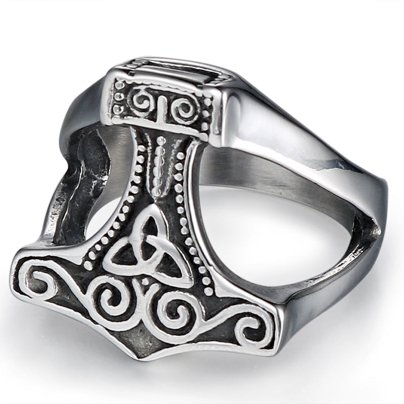 Stylish Viking Celtic Knot Stainless Steel Ring - Personalized Retro Punk Design for Men