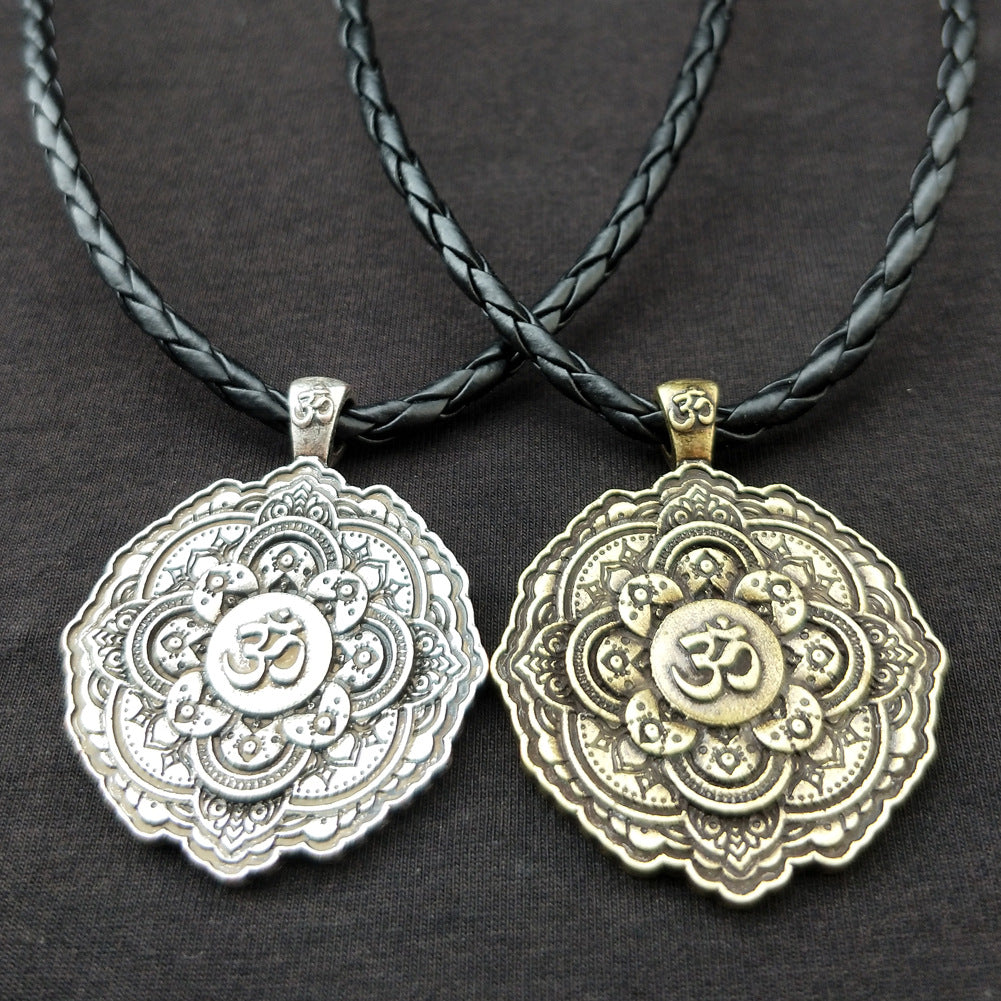 Indian Mythology Mandala OM Necklace with Spiritual Geometry - Men's Fashion Jewelry