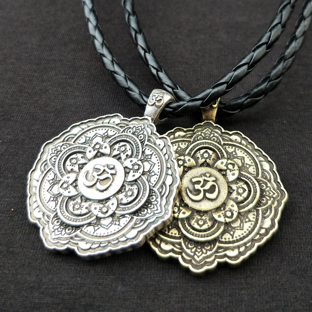 Indian Mythology Mandala OM Necklace with Spiritual Geometry - Men's Fashion Jewelry