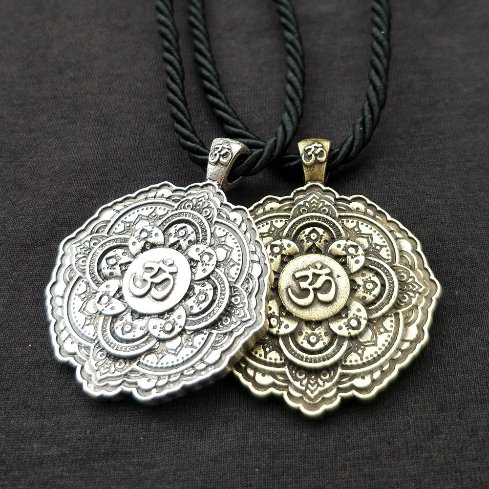 Indian Mythology Mandala OM Necklace with Spiritual Geometry - Men's Fashion Jewelry