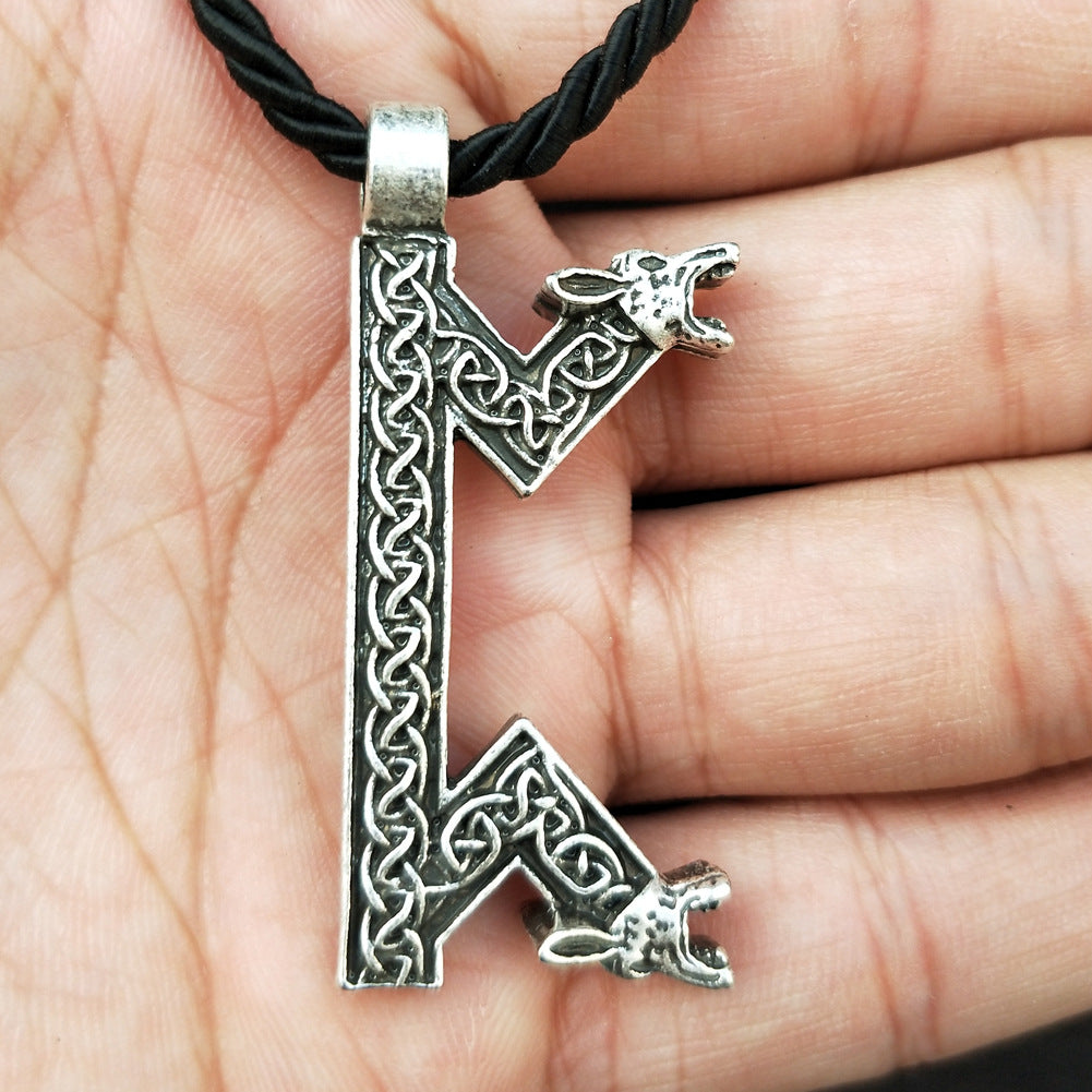 Elder Futhark Rune Necklace - Nordic Viking Amulet Pendant for Men