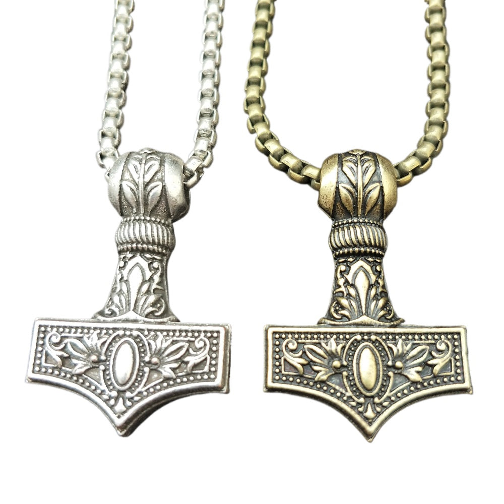 Norse Legacy Viking Hammer Necklace - Men's Metal Amulet Pendant