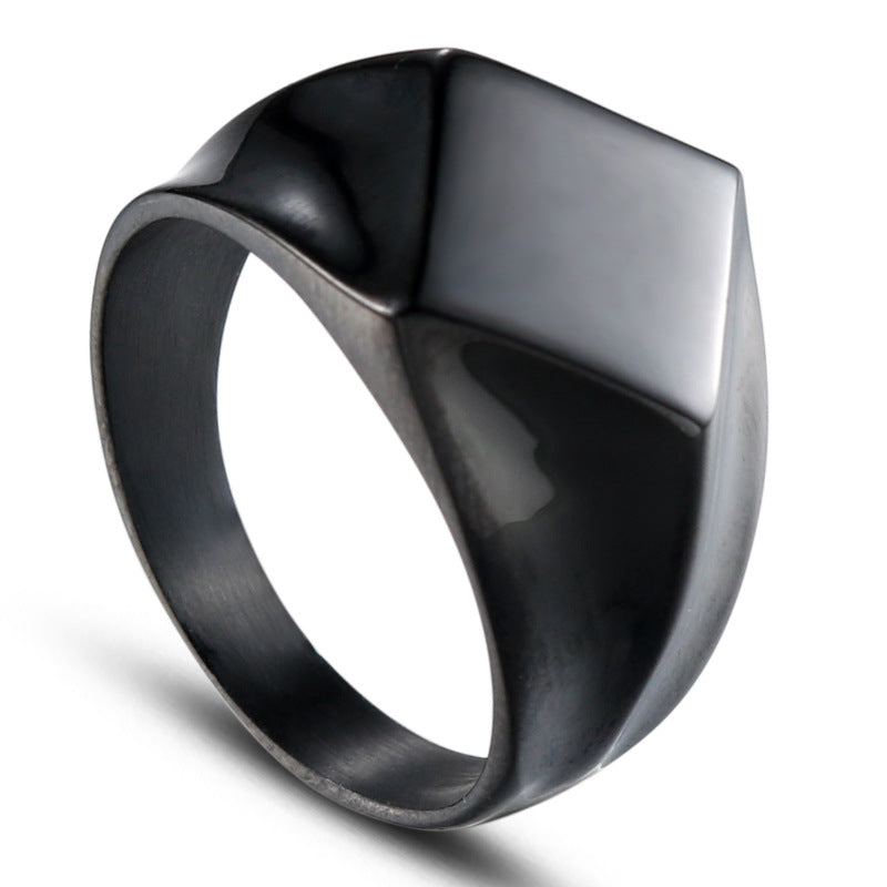 Stylish Men's Rhombus Design Titanium Steel Ring - Brushed Smooth Finish