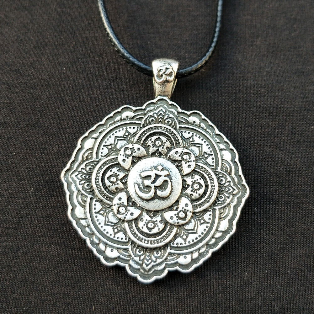 Indian Mythology Mandala OM Necklace with Spiritual Geometry - Men's Fashion Jewelry