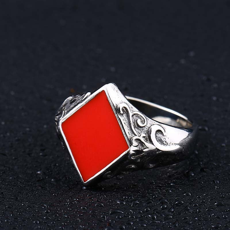 Custom Vintage-Inspired Titanium Steel Poker Ring for Men - Wholesale Fashion Accessory