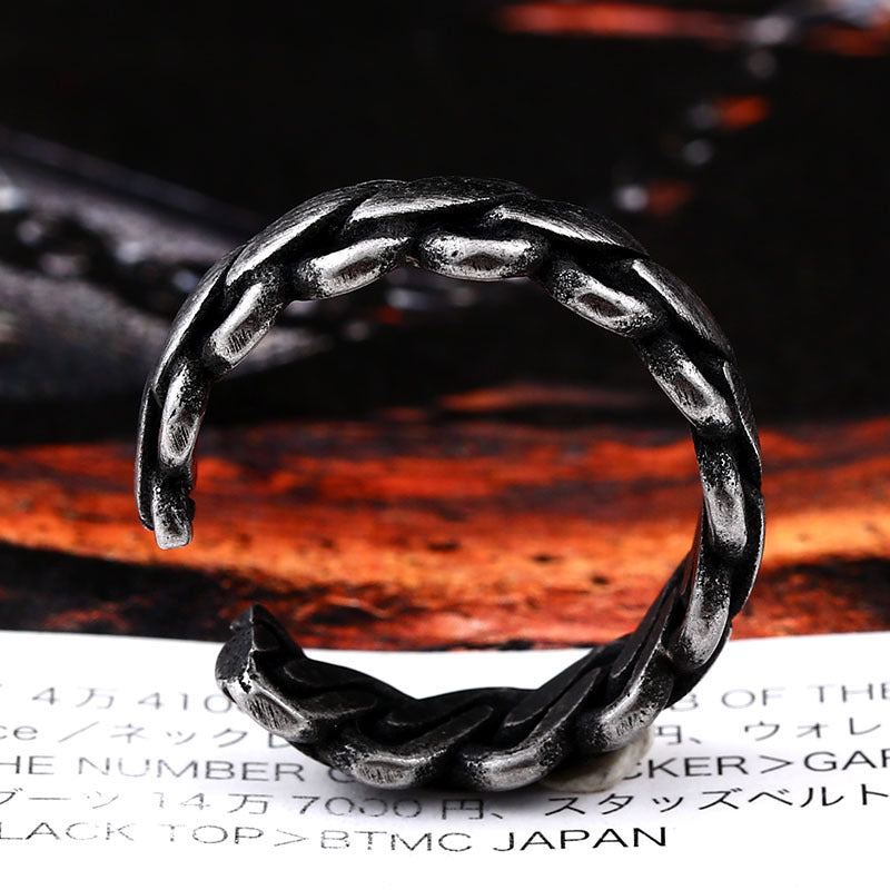 Vintage-Inspired Open Wheat Ears Titanium Steel Ring for Unisex Fashion