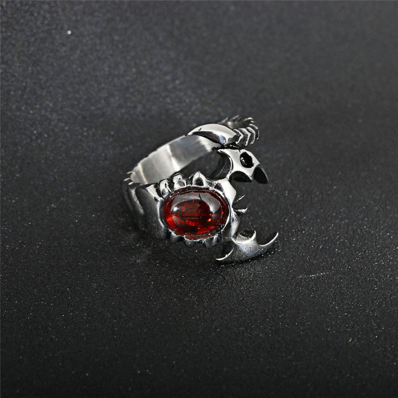 Trendy Titanium Steel Scorpio Ring for Men with Gemstone Accents