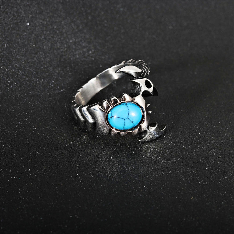 Trendy Titanium Steel Scorpio Ring for Men with Gemstone Accents