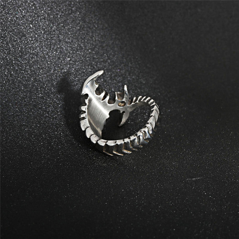 Trendy Titanium Steel Scorpio Ring for Men with Gemstone Accents