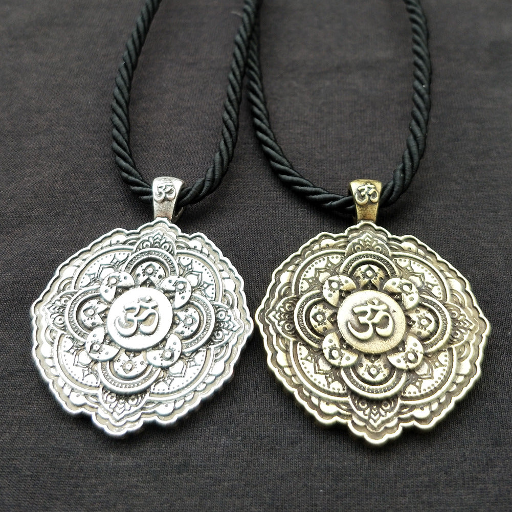 Indian Mythology Mandala OM Necklace with Spiritual Geometry - Men's Fashion Jewelry