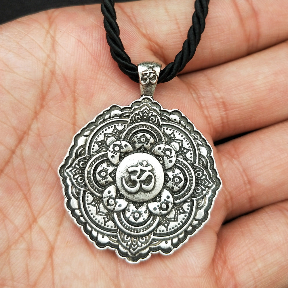 Indian Mythology Mandala OM Necklace with Spiritual Geometry - Men's Fashion Jewelry