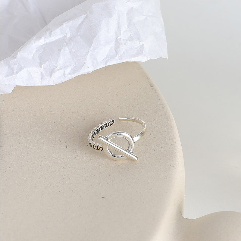 Creative Irregular Hollow Circle Opening Sterling Silver Ring