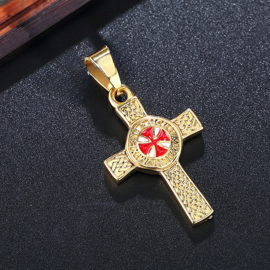 Golden Celtic Cross Titanium Steel Pendant for Men