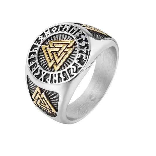 Everyday Genie Titanium Steel Ring for Men - Retro Punk Viking Style